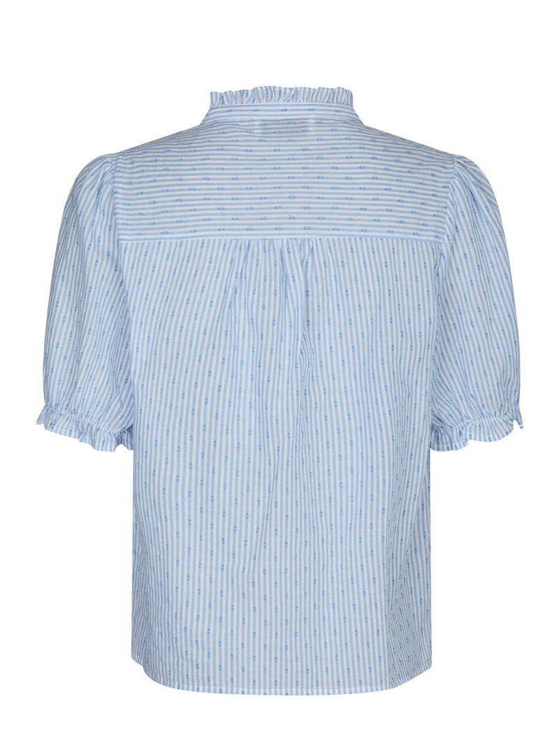 Odesa Dot Stripe Blouse, Light Blue