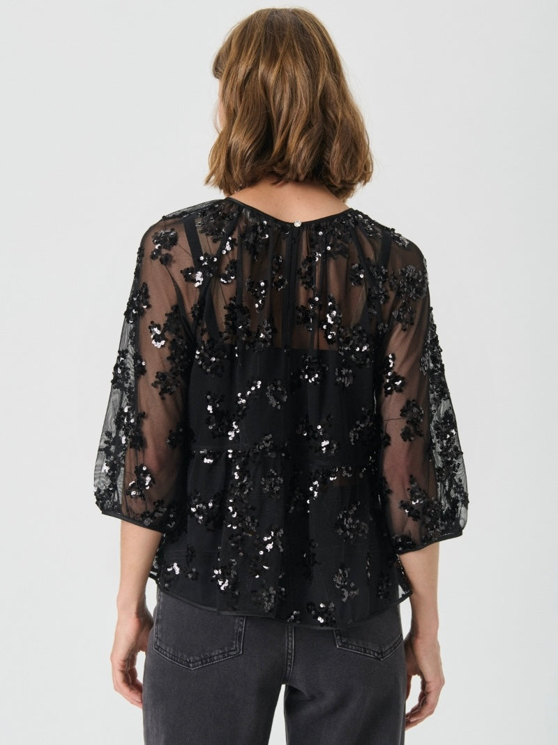 Vivan PW Blouse, Black Sequins