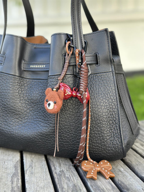 Bag Charm, Red Bow Teddy Bear