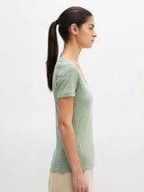 T-shirt, deep round neck twisted, Green