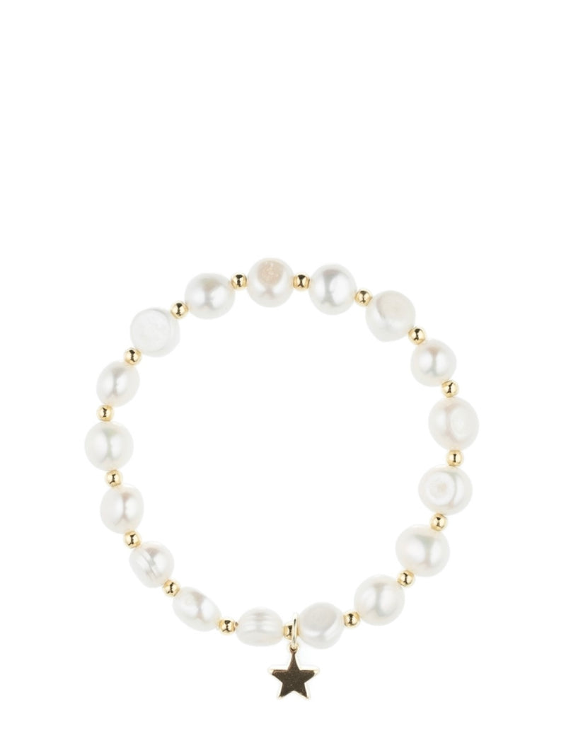 Fresh Water Pearl Bracelet 8 mm W/Gold Beads