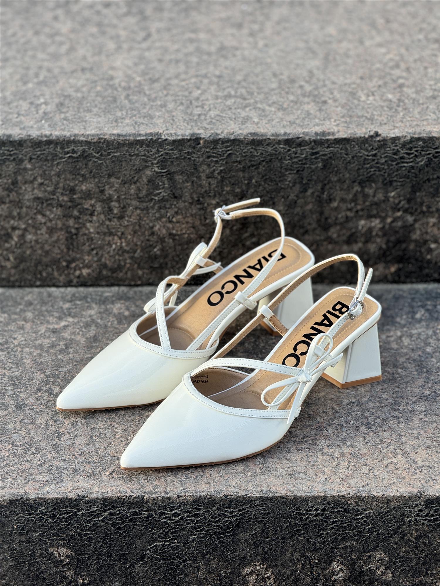 BIAMARALYN Strappy Bow Slingback Faux Leather