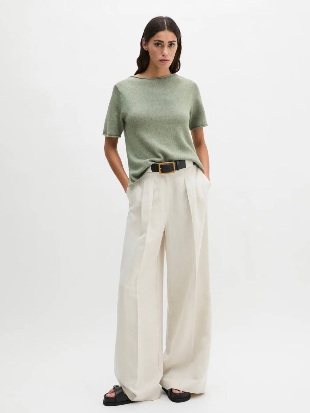 Pullover, shortsleeve, round-neck Green
