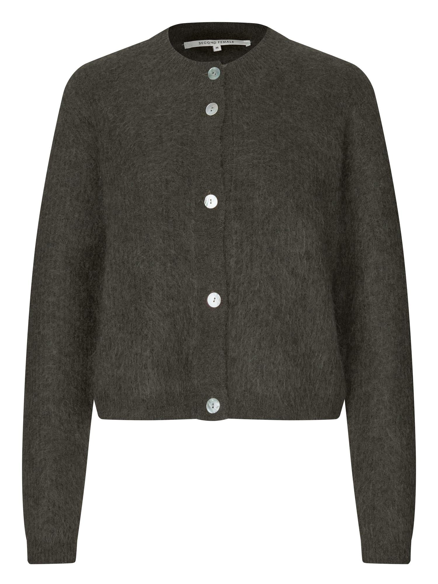 Andrea Knit Rib LS Cardigan, Green