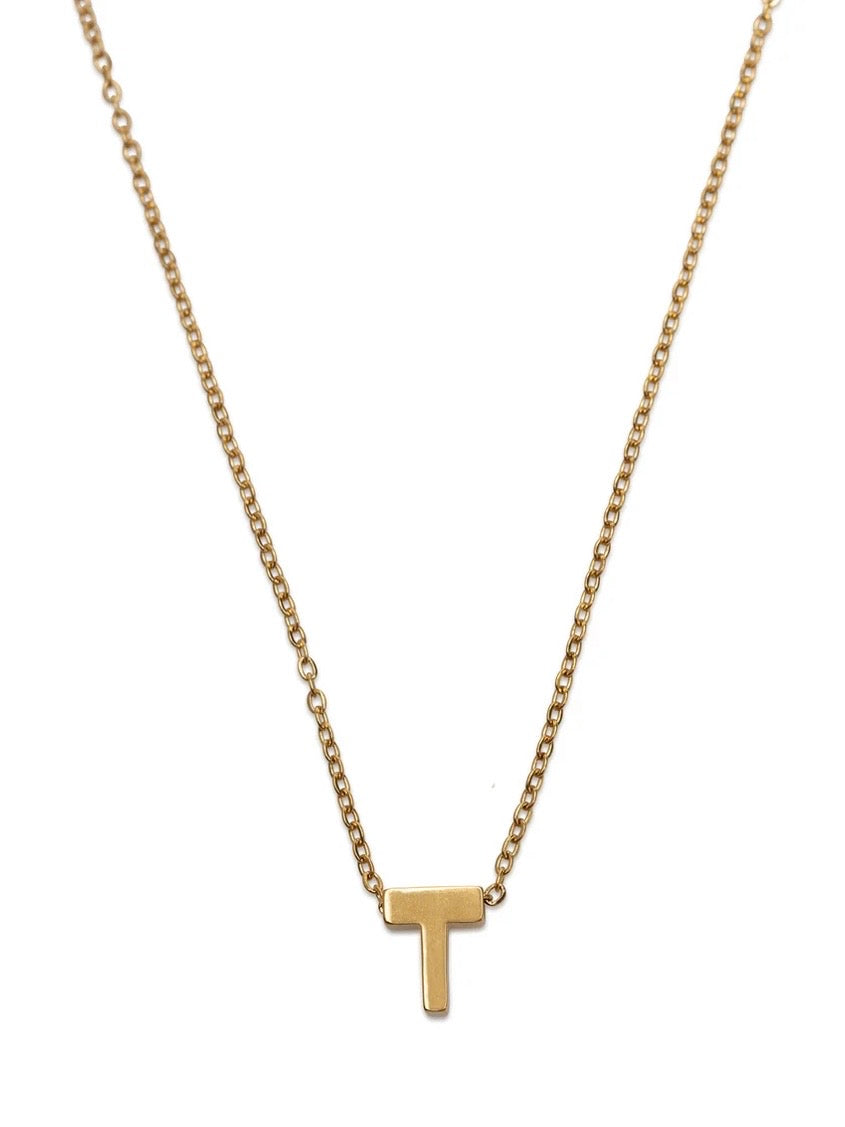 Viola - Letter Necklace Stainless Steel Gold - T