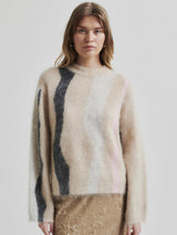 Marbel Knit O-Neck, Beige