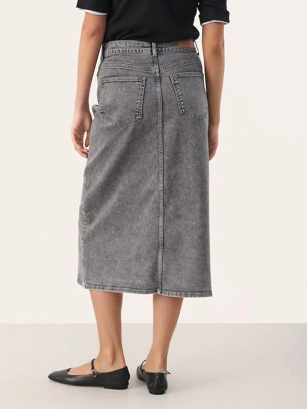 Dilin PW Skirt, Grey Denim