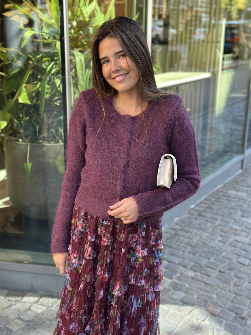 Hairy Knit Jacket, Burgundy