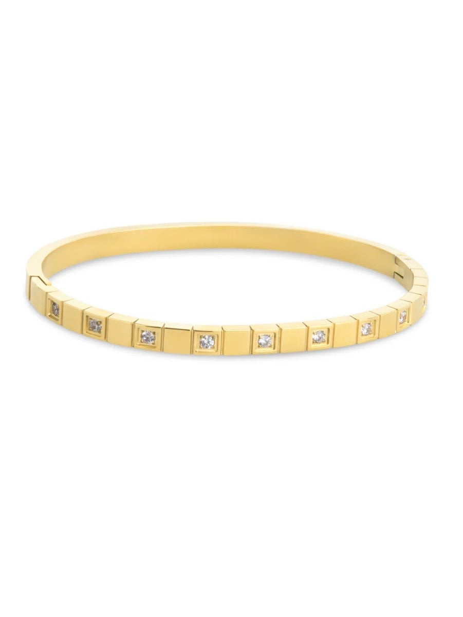Meg - Crystal Bangle Bracelet Stainless Steel - Gold