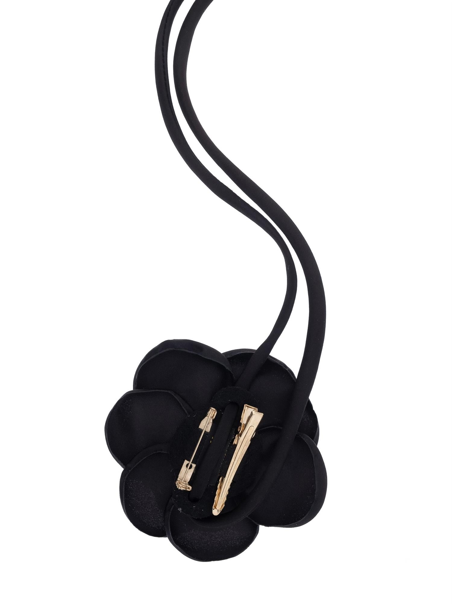 Satin Rose Brooch, Black