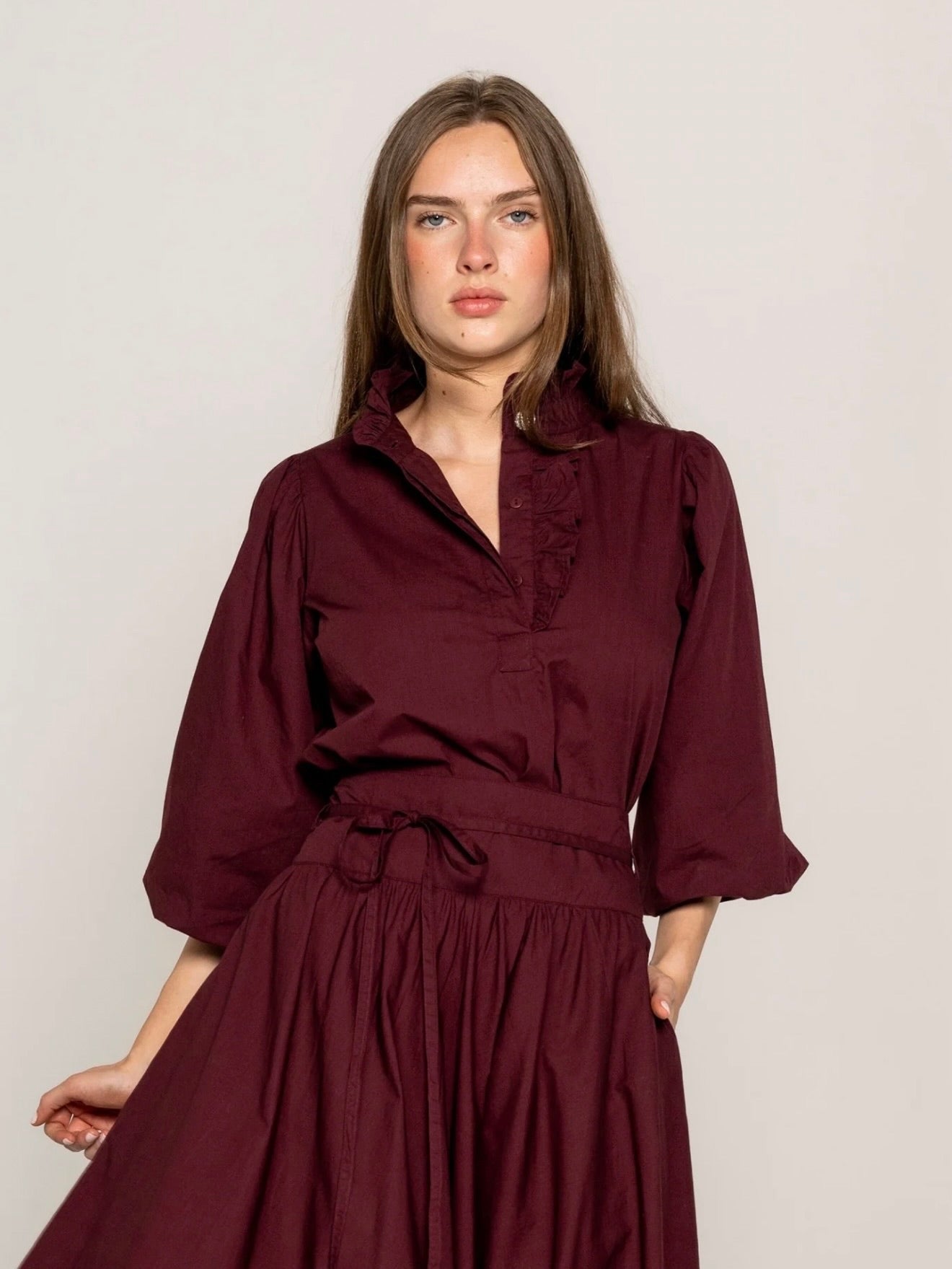 Ella Blouse, Rich Maroon