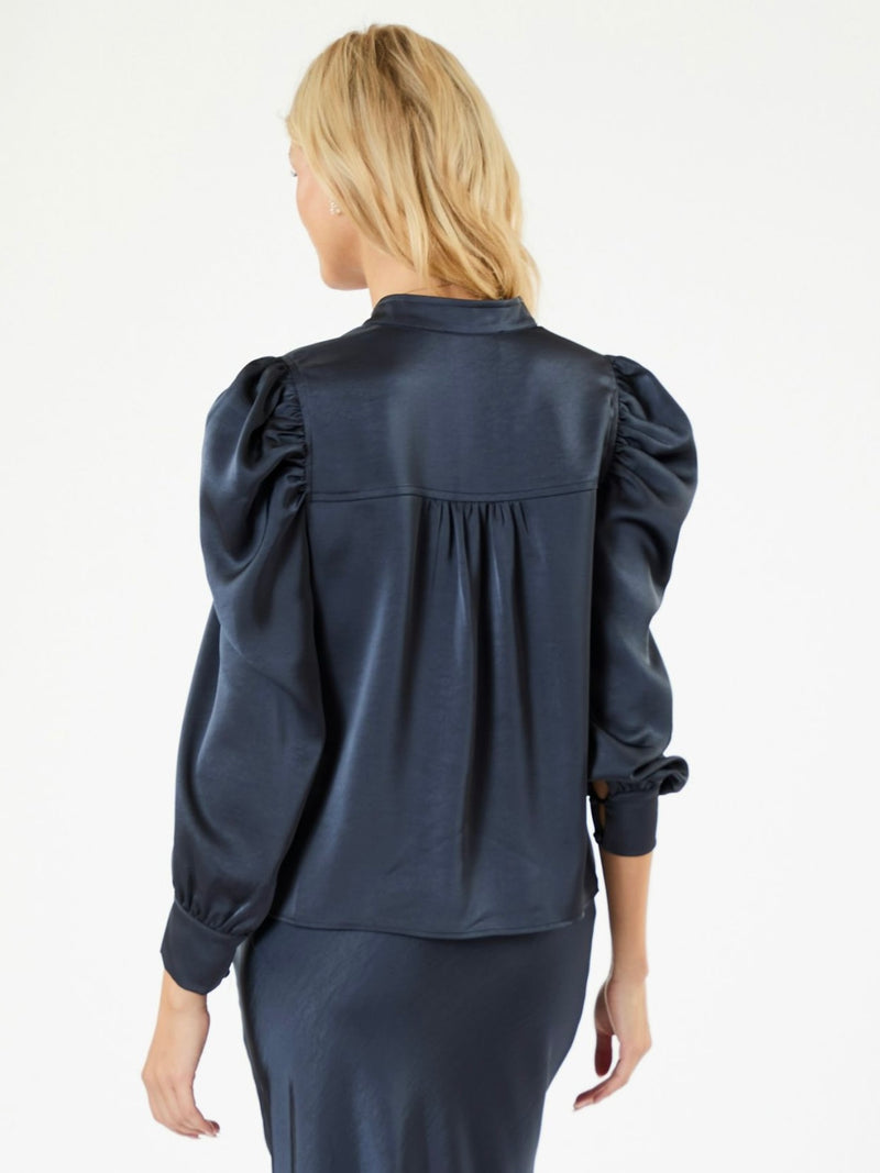 Rosslyn Heavy Sateen Blouse, Midnight Blue