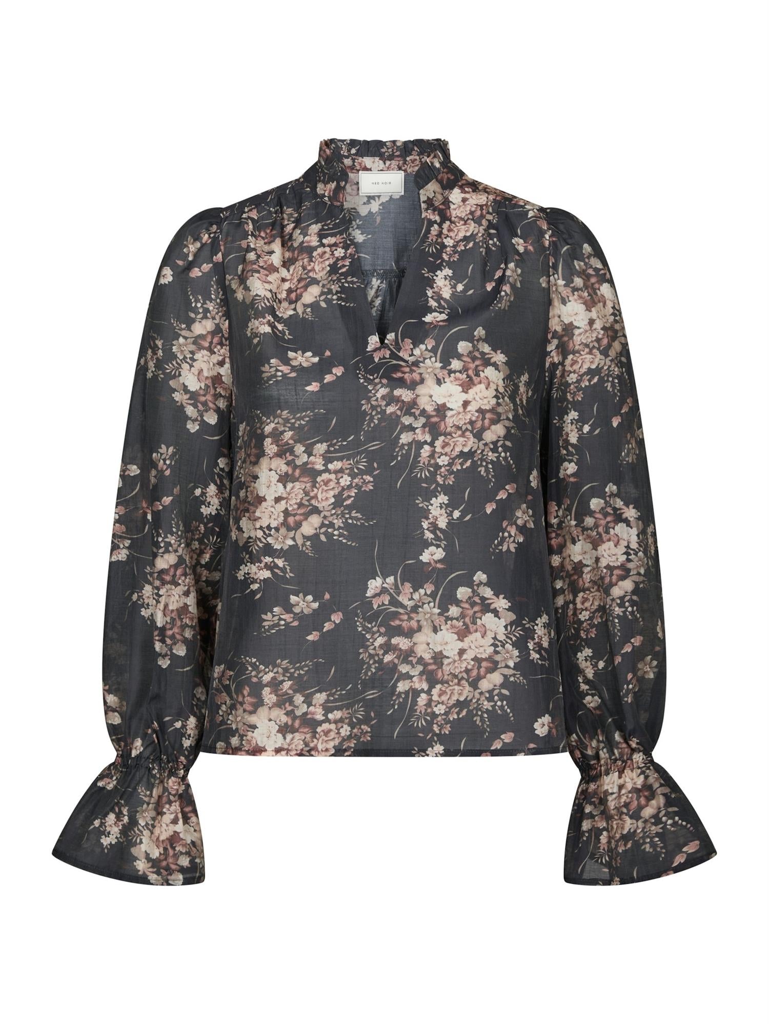 Amara Garden Flower Blouse, Dark Navy