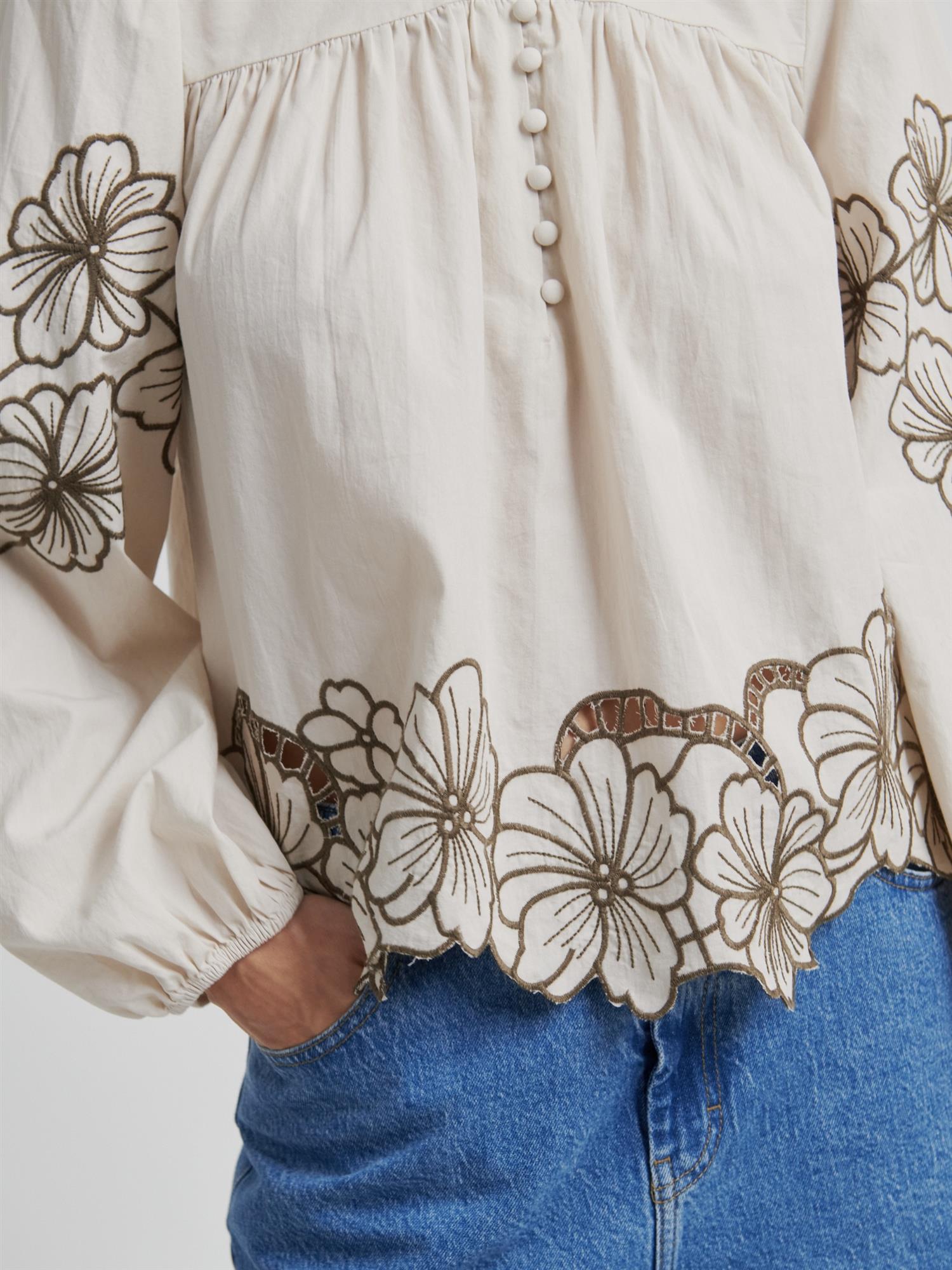 Elinor Blouse, Beige Brown