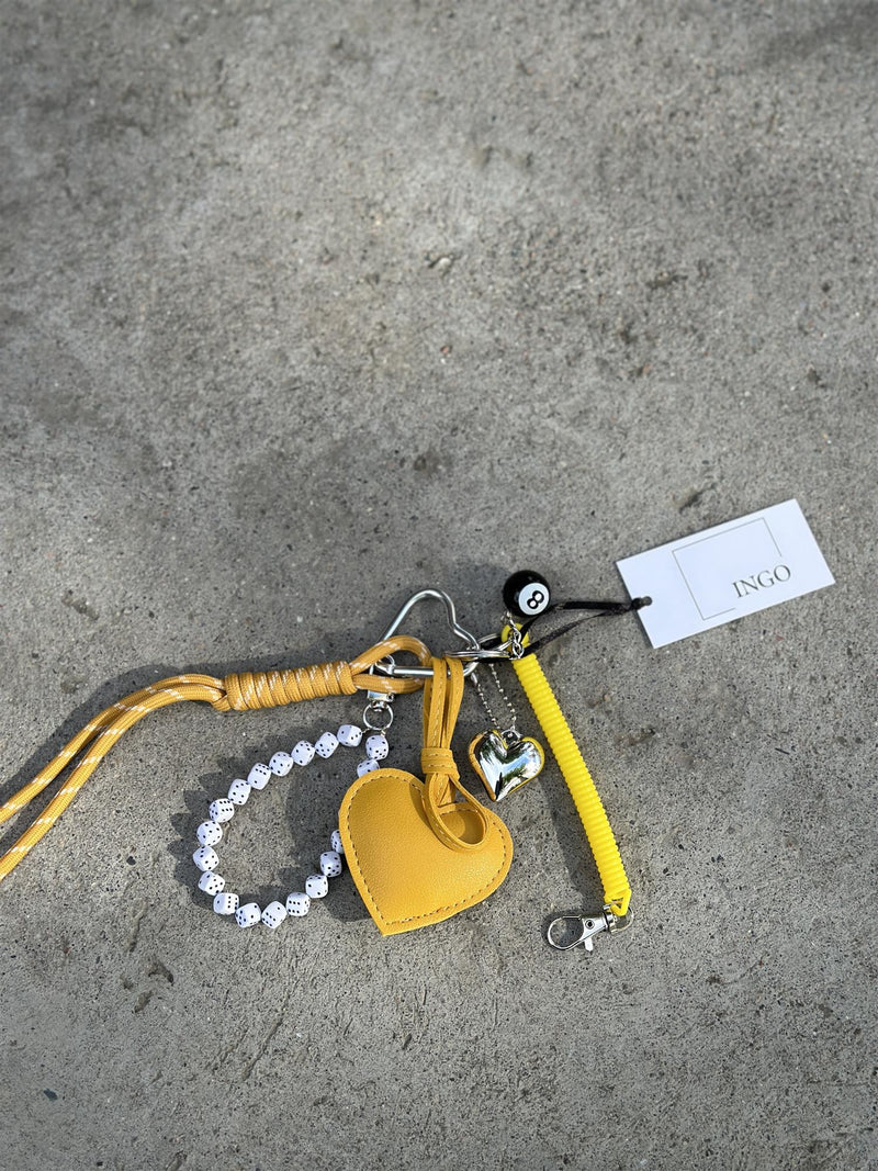 Bag Charm, Yellow Leather Heart