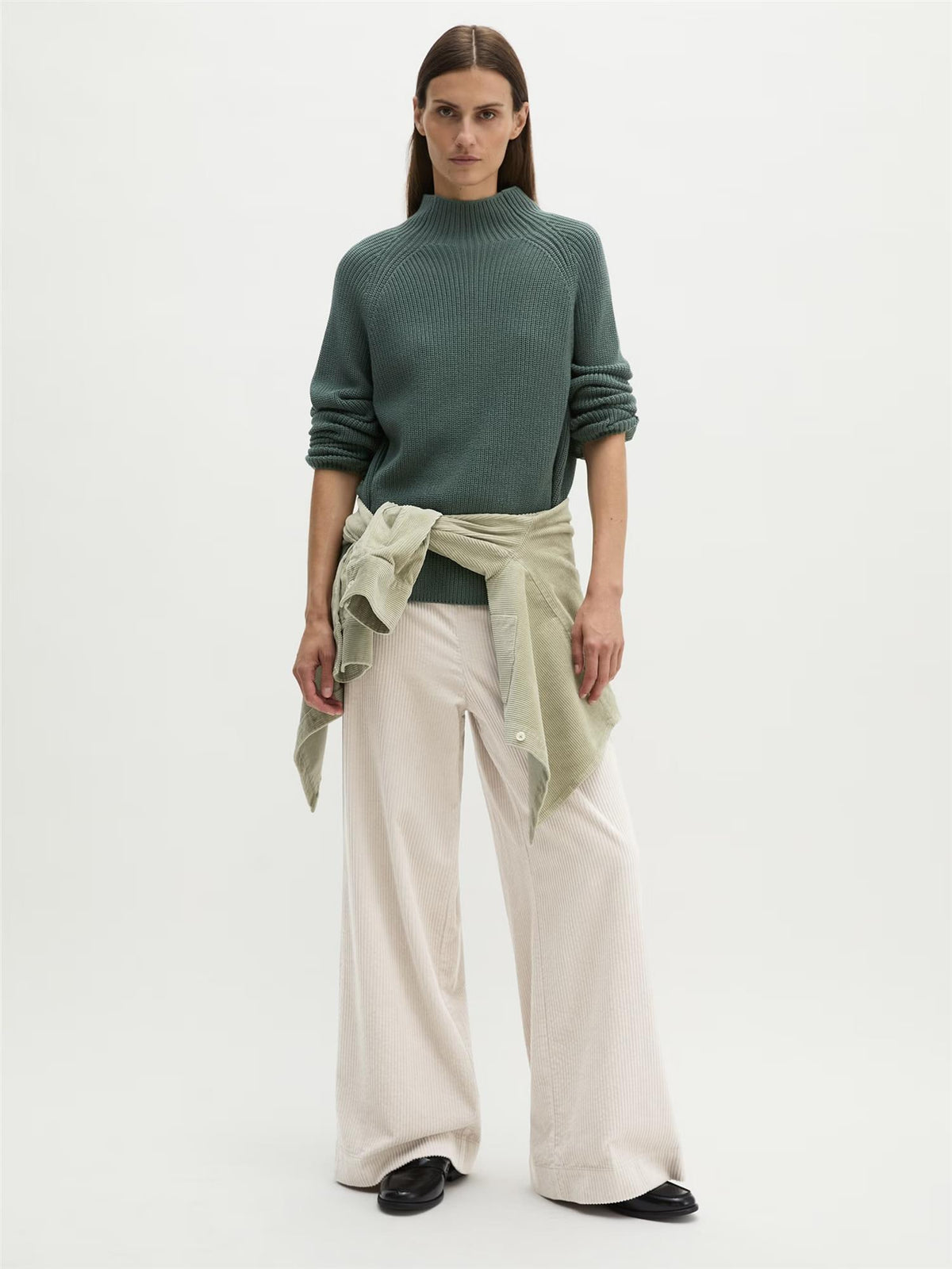 Pullover, Stand-up collar, Green