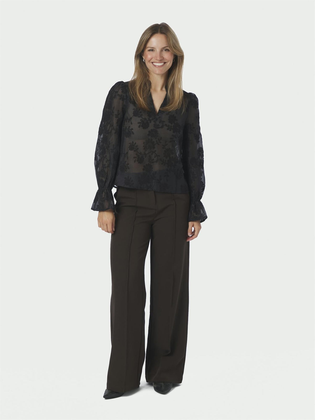 Amara Emb. Blouse, Black