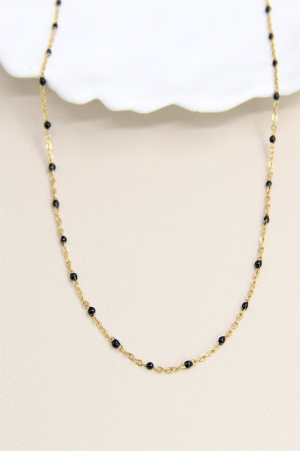 Necklace, small black beads