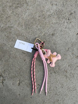 Bag Charm, Pink Leather Bear