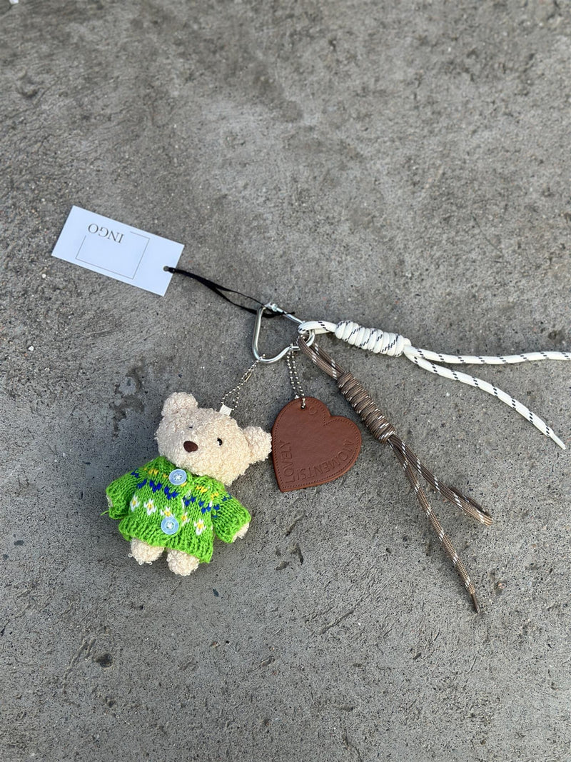 Bag Charm, Teddy Green Sweater