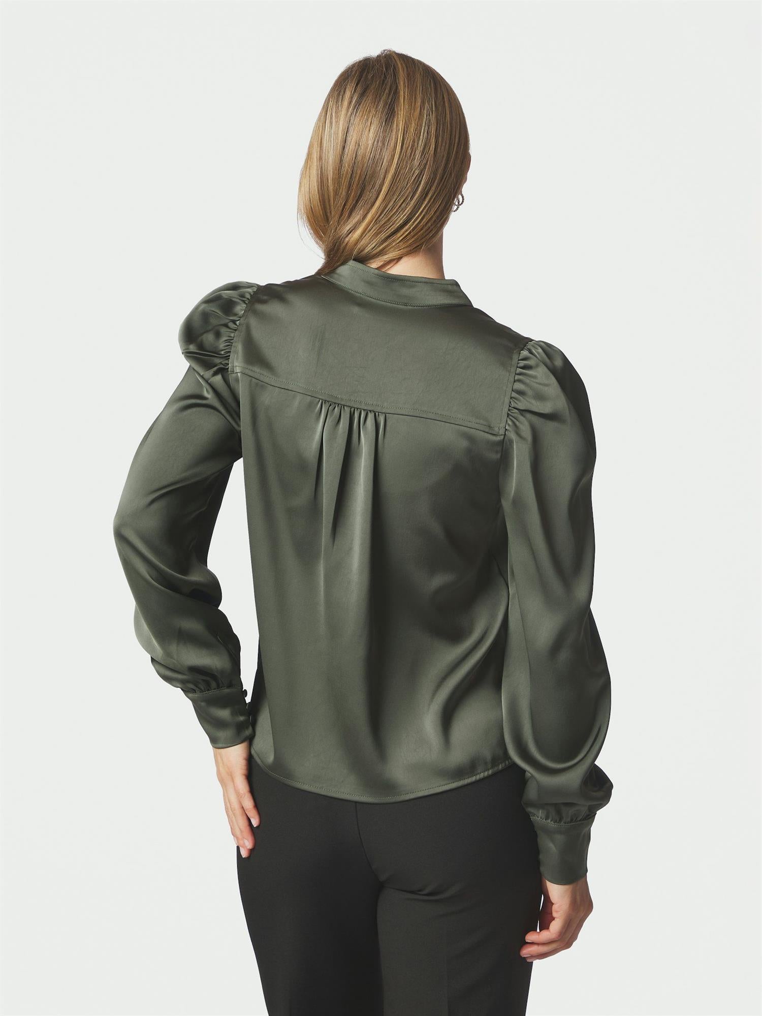 Rosslyn Heavy Sateen Blouse, Deep Green