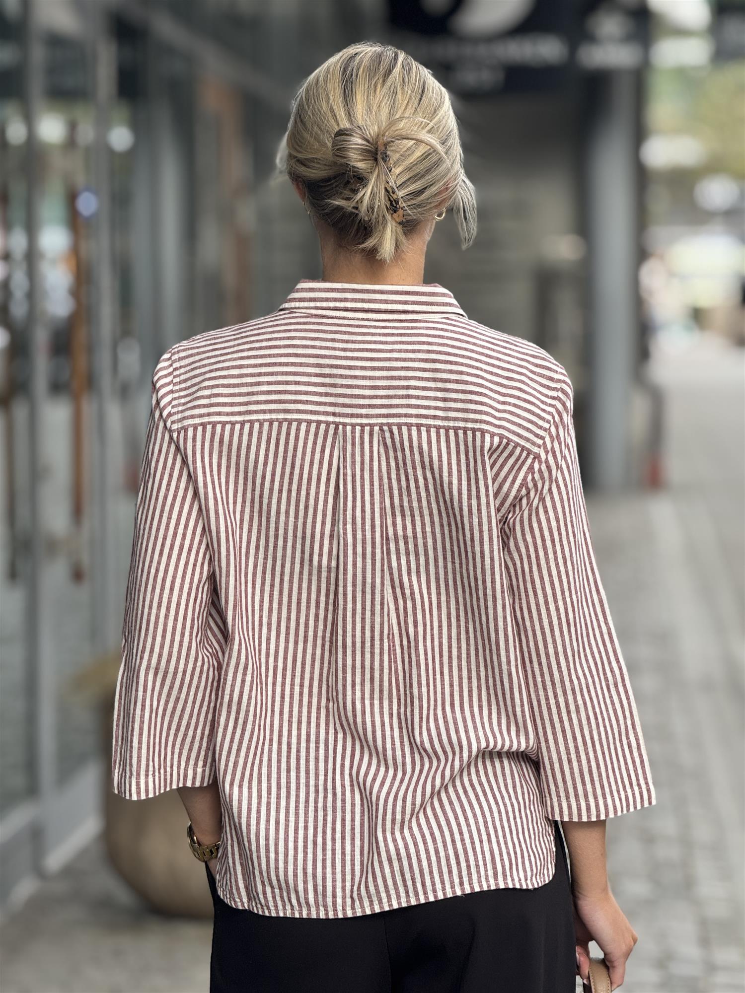 Cindie PW Shirt, Red Stripe