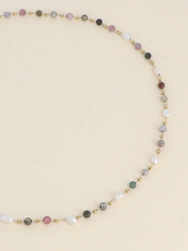 Necklace, Natural stones, Gold/Kaki