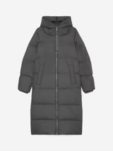 Puffer coat, with hood, side slits with zipper, Light Graphite