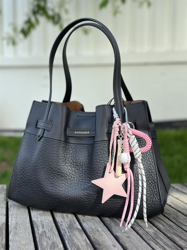 Bag Charm, Pink Leather Star