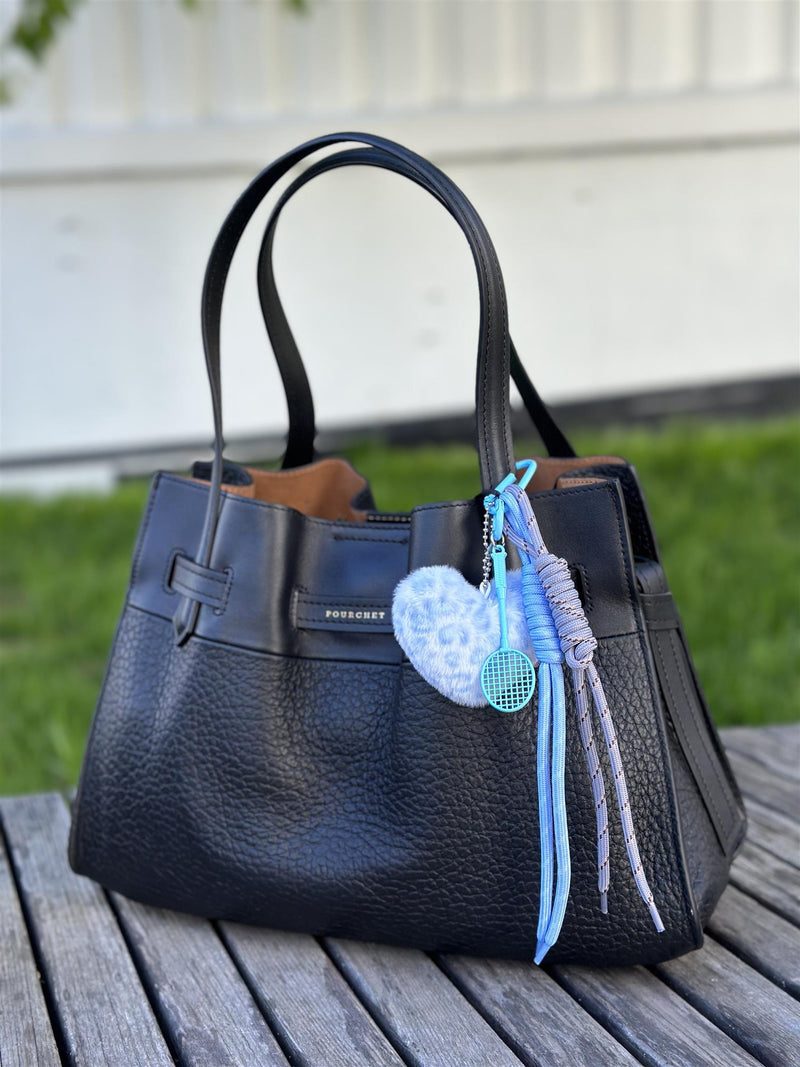 Bag Charm, Blue Fluffy Leo Heart
