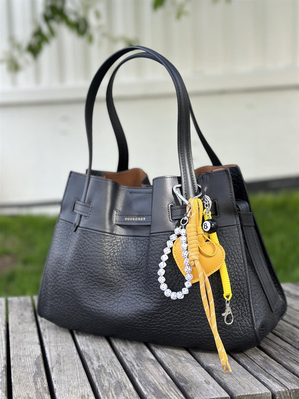 Bag Charm, Yellow Leather Heart