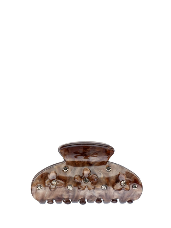 Flower & Butterfly Hair Claw Small, Chocolate Brown