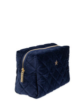 Velvet Square Make-Up Pouch S, Navy Blue