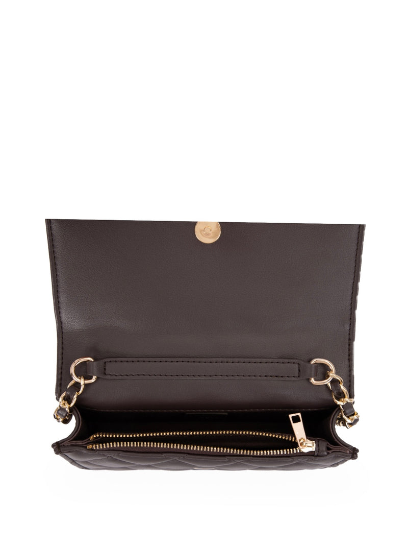 Leather Quilted Mini Bag, Chocolate Brown