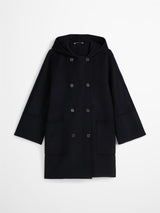 Hooded wool coat, Deep Night Blue
