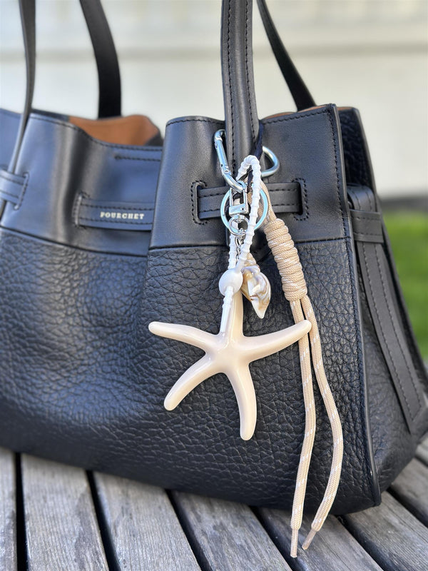 Bag Charm, Beige Starfish