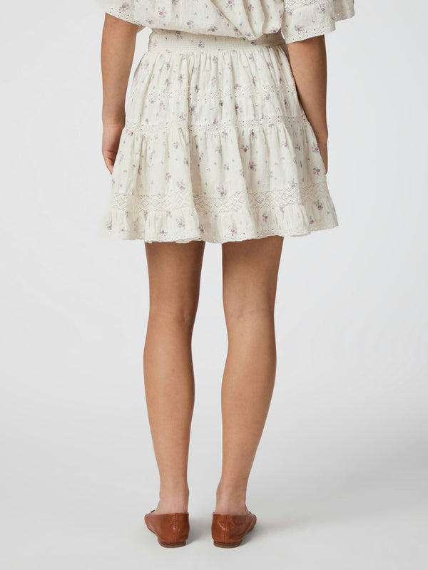 Callia Dobby Flower Skirt, Off White