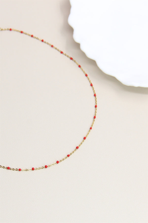 Necklace, small red beads