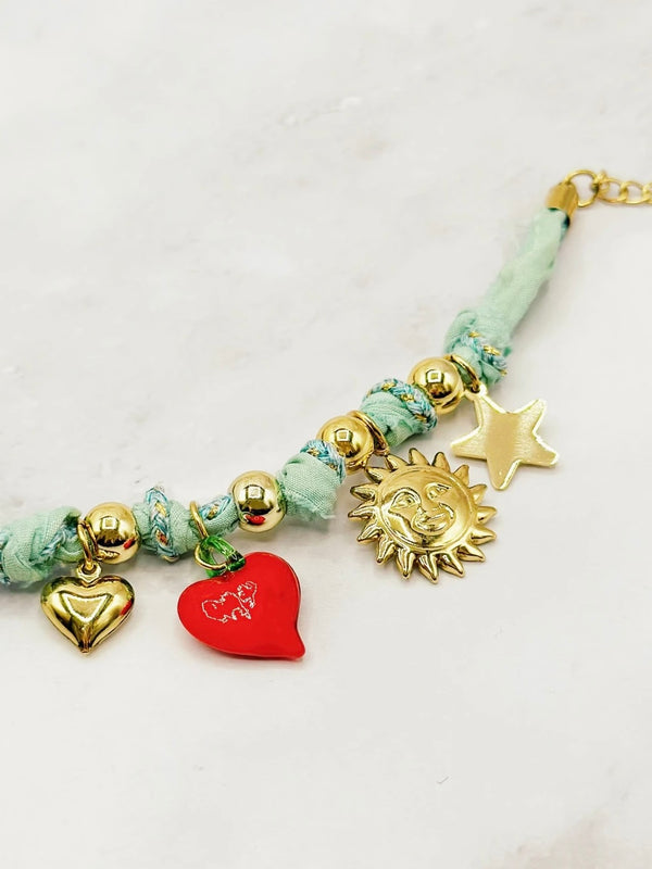 Bracelet, Gold/Green