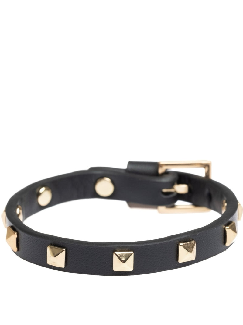 Mini Leather Stud Bracelet, Black