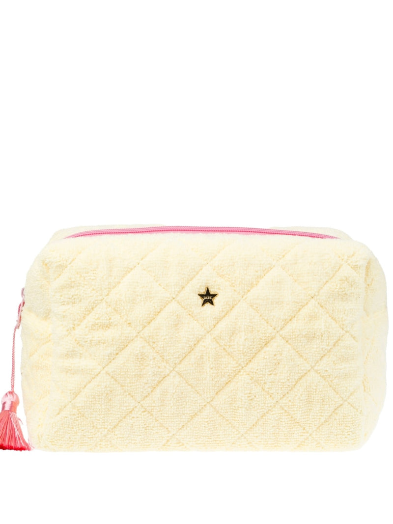 Terry Quilted Make-Up Pouch Large, Pale Yellow