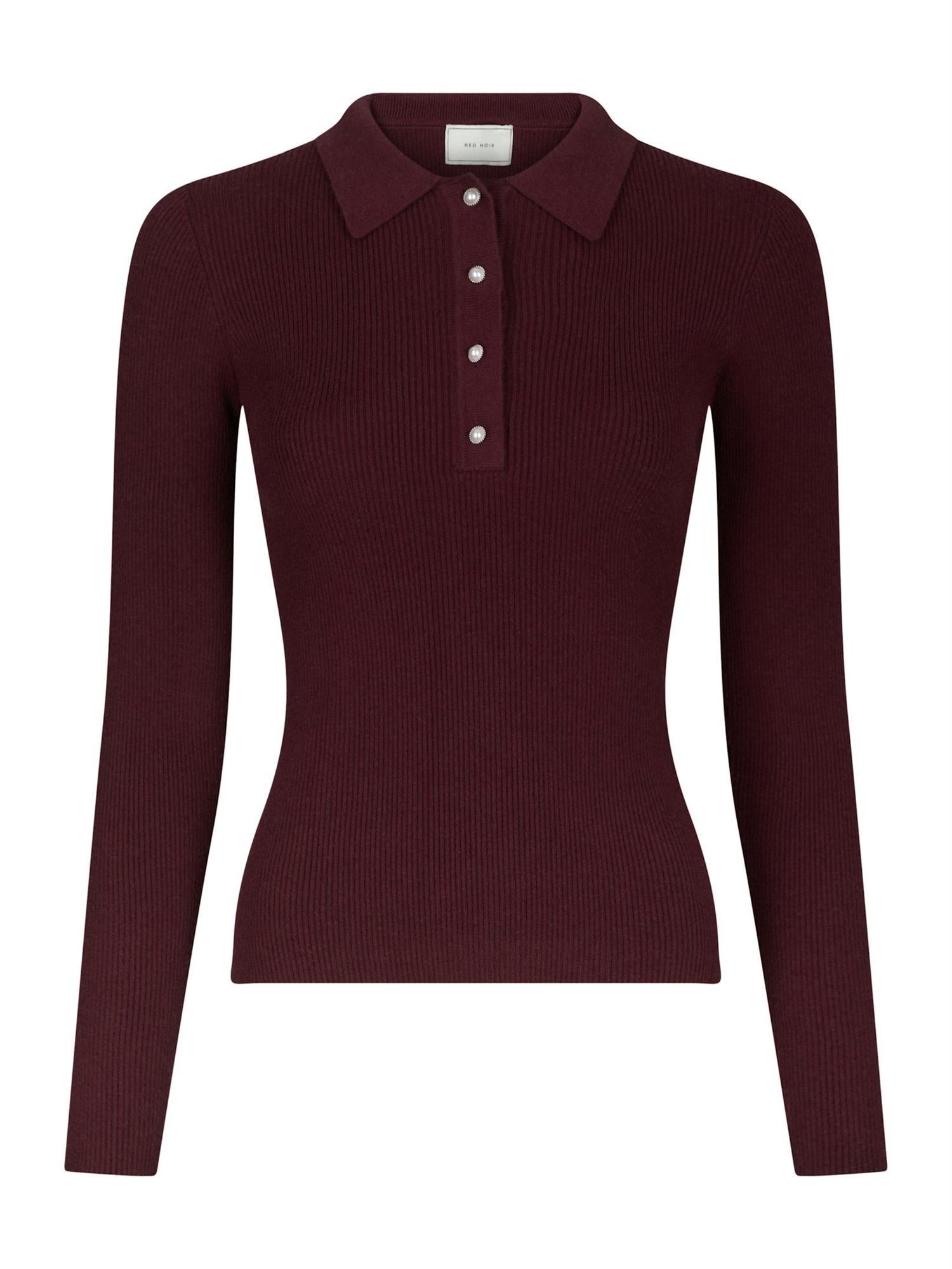 Panama Knit Blouse, Burgunder