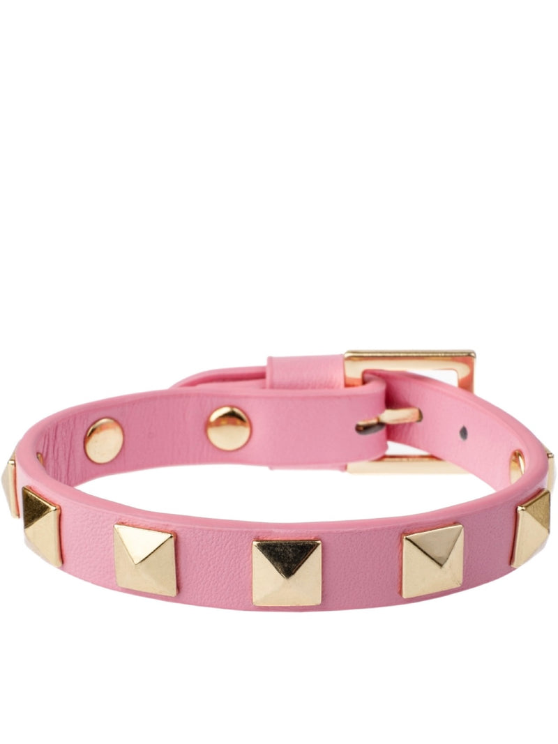 Leather Stud Bracelet, Bubblegum Pink