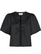 Aska Dull Satin Blouse, Black