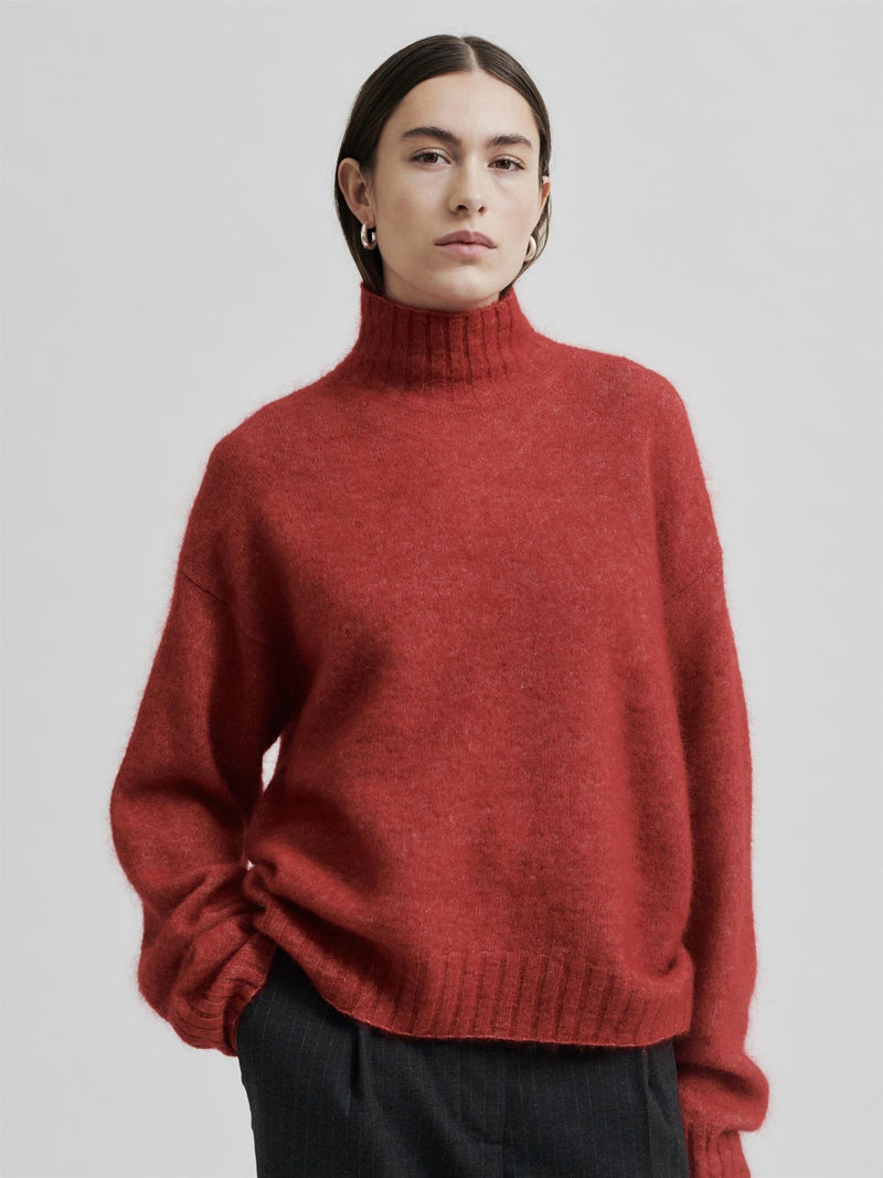 Brookline Knit T-Neck, Red