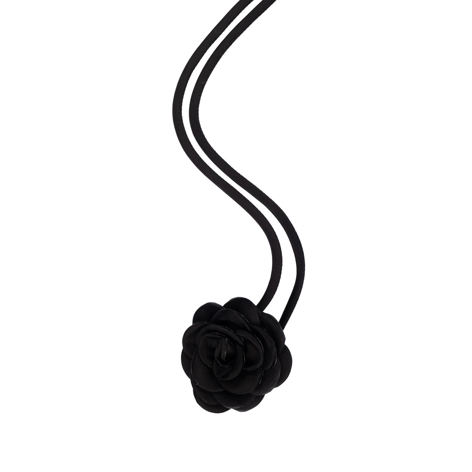 Satin Rose Brooch Small, Black