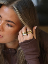 Irene - Stacked Ring Sleek Stainless Steel - Gold and Silver / Size 18