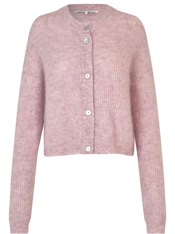 Andrea Knit Rib LS Cardigan, Rose