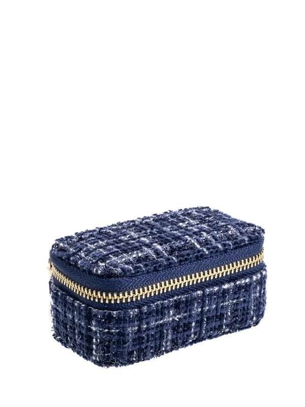 Tweed Jewellery Box Micro, Navy Blue