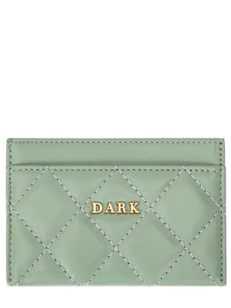 Leather Quilted Card Holder, Milieu Green